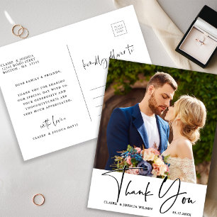 手スタイリッシュ手紙の写結婚真ありがとう ポストカード