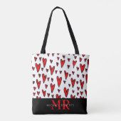 手スタイリッシュ描きハートパターパーソナライズされたン トートバッグ (裏面)