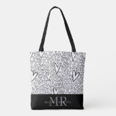 手スタイリッシュ描きハートパターパーソナライズされたン トートバッグ (裏面)