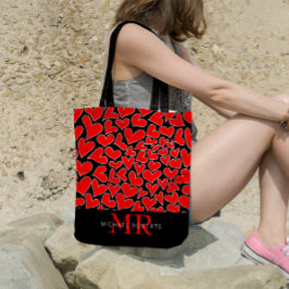 手スタイリッシュ描きハートパターパーソナライズされたン トートバッグ