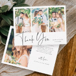 手スタイリッシュ文字結婚の4枚の写真 サンキューカード<br><div class="desc">バックシンプルにスタイリッシュ写真と結婚文字を追加したカスタムサンキューカードとカメラ。このカードは、の結婚、卒業、婚約、記念日、または任意の特別なイベントに使用できる。このデザインの高度なカスタマイズについてクリックは、上の青いデザインツールボタンをクリックして下さい。</div>