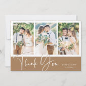 手スタイリッシュ文字結婚の4枚の写真 サンキューカード (正面)