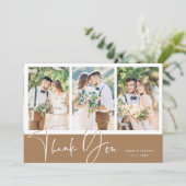 手スタイリッシュ文字結婚の4枚の写真 サンキューカード (スタンド正面)