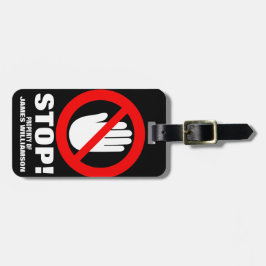 手ストップを離す名警告前の荷物タグ ラゲッジタグ