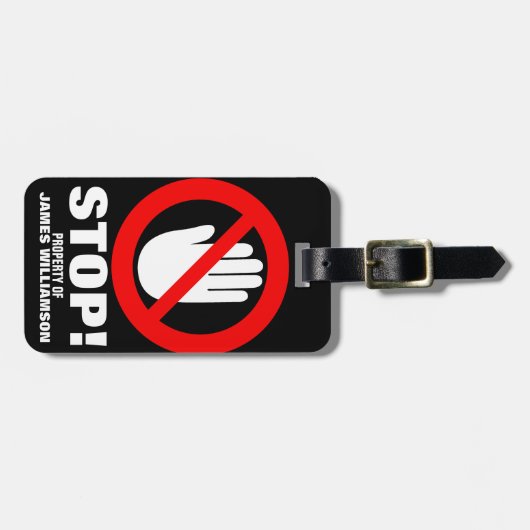 手ストップを離す名警告前の荷物タグ ラゲッジタグ (正面横)