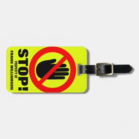 手ストップを離す名警告前の荷物タグ ラゲッジタグ (正面横)
