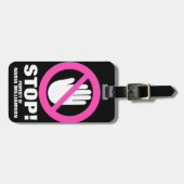 手ストップオフのピンクの女の警告子の名前の荷物タグ ラゲッジタグ (正面横)