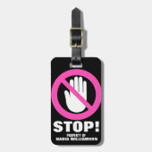 手ストップオフのピンクの女の警告子の名前の荷物タグ ラゲッジタグ (正面縦)