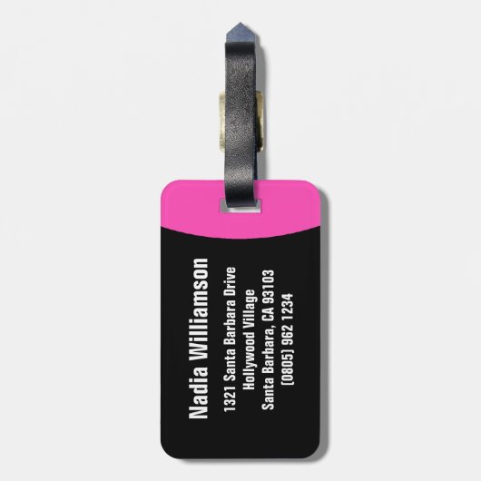 手ストップオフのピンクの女の警告子の名前の荷物タグ ラゲッジタグ (裏面縦)