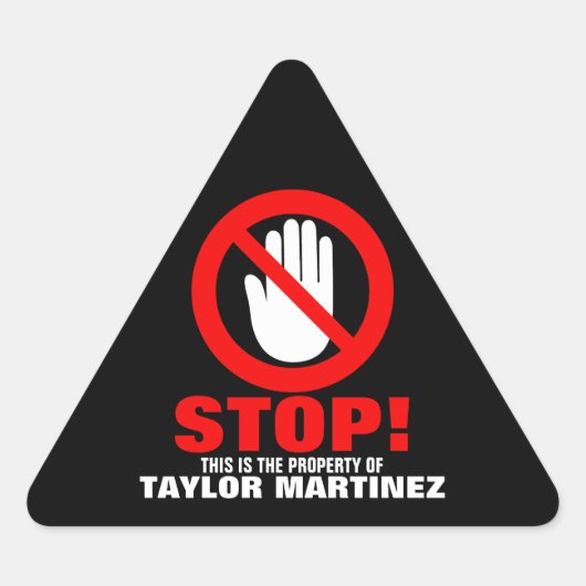 手ストップオフの赤警告黒い名前をカスタムするID 三角形シール (正面)