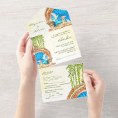 手スペインの絵を描水の色オールド結婚・メキシコ オールインワン招待状 (貼ってはがせる)