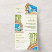 手スペインの絵を描水の色オールド結婚・メキシコ オールインワン招待状 (内側)