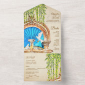 手スペインの絵を描水の色オールド結婚・メキシコ オールインワン招待状 (内側)