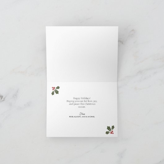 手タイポグラフィメリークリスマスフォトカード シーズンカード (内部)