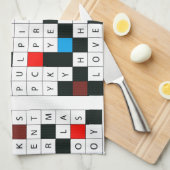 手タオルの休日のテーマのクロスワード・パズル キッチンタオル (四つ折り)