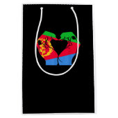 手ハートとエリトリア国旗 ミディアムペーパーバッグ (正面)