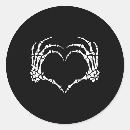 手ハートサインハロウィーン仮装メンズウィメンズキッズ ラウンドシール (正面)