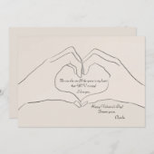 手ハートジェスチャーバレンタインデーカード ノートカード (正面/裏面)