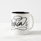 手パーソナライズされたでレターマグ(モニカ) ツートーンマグカップ (正面右)