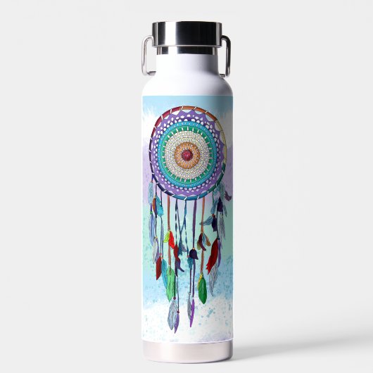 手パーソナライズされたカラフル引きドリームキャッチャー ウォーターボトル (正面)