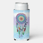 手パーソナライズされたカラフル引きドリームキャッチャー スリム缶クーラー (Seltzer正面)