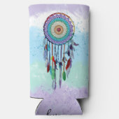 手パーソナライズされたカラフル引きドリームキャッチャー スリム缶クーラー (裏面)