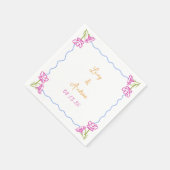 手パーソナライズされた引きイタリアンフローラ結婚 スタンダードカクテルナプキン (角)