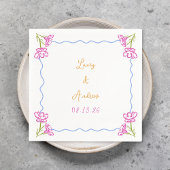 手パーソナライズされた引きイタリアンフローラ結婚 スタンダードカクテルナプキン