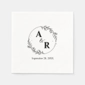 手パーソナライズされた引きフローラ結婚のイニシャル スタンダードカクテルナプキン (正面)