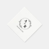 手パーソナライズされた引きフローラ結婚のイニシャル スタンダードカクテルナプキン (角)