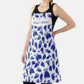 手パーソナライズされた引きブルーイタリアンレモン エプロン (インサイチュ)