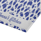 手パーソナライズされた引きブルーイタリアンレモン カッティングボード (角)