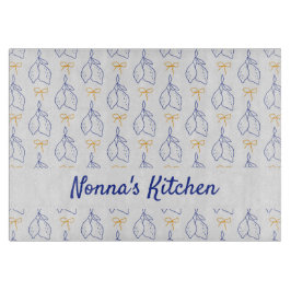 手パーソナライズされた引きブルーイタリアンレモン カッティングボード