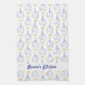 手パーソナライズされた引きブルーイタリアンレモン キッチンタオル (縦)