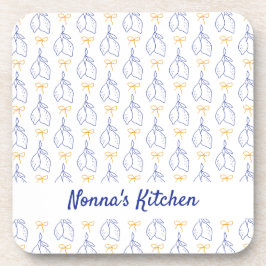 手パーソナライズされた引きブルーイタリアンレモン コースター