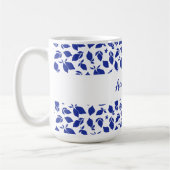 手パーソナライズされた引きブルーイタリアンレモン コーヒーマグカップ (左)