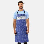 手パーソナライズされた引きレイタリアンモンブルー エプロン (着用した状態)