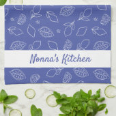 手パーソナライズされた引きレイタリアンモンブルー キッチンタオル (折り畳み)