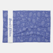 手パーソナライズされた引きレイタリアンモンブルー キッチンタオル (横)