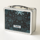 手パーソナライズされた引き海洋生物 メタルランチボックス (裏面)