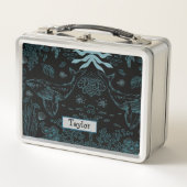 手パーソナライズされた引き海洋生物 メタルランチボックス (正面)