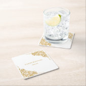 手パーソナライズされた引き金のバラ結婚ズ スクエアペーパーコースター (インサイチュ)