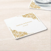 手パーソナライズされた引き金のバラ結婚ズ スクエアペーパーコースター (アングル)