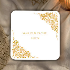 手パーソナライズされた引き金のバラ結婚ズ スクエアペーパーコースター