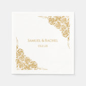 手パーソナライズされた引き金のバラ結婚ズ スタンダードカクテルナプキン (正面)