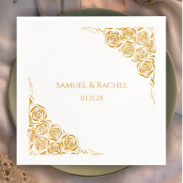 手パーソナライズされた引き金のバラ結婚ズ スタンダードカクテルナプキン