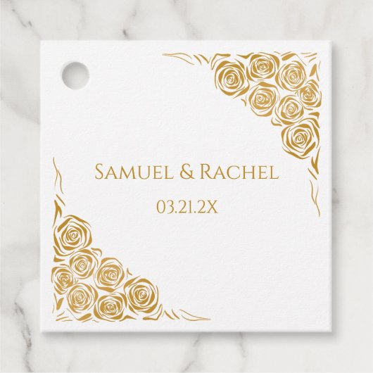 手パーソナライズされた引き金のバラ結婚ズ フェイバータグ (正面)