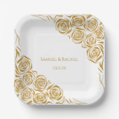 手パーソナライズされた引き金のバラ結婚ズ ペーパープレート (正面)
