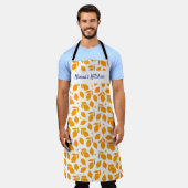 手パーソナライズされた引き黄イタリアンレモン エプロン (着用した状態)