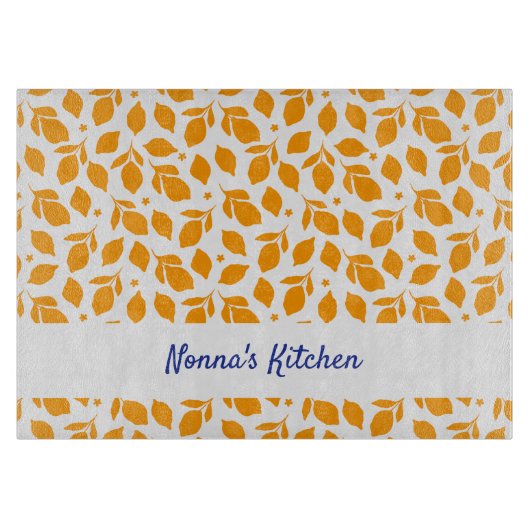 手パーソナライズされた引き黄イタリアンレモン カッティングボード (正面)